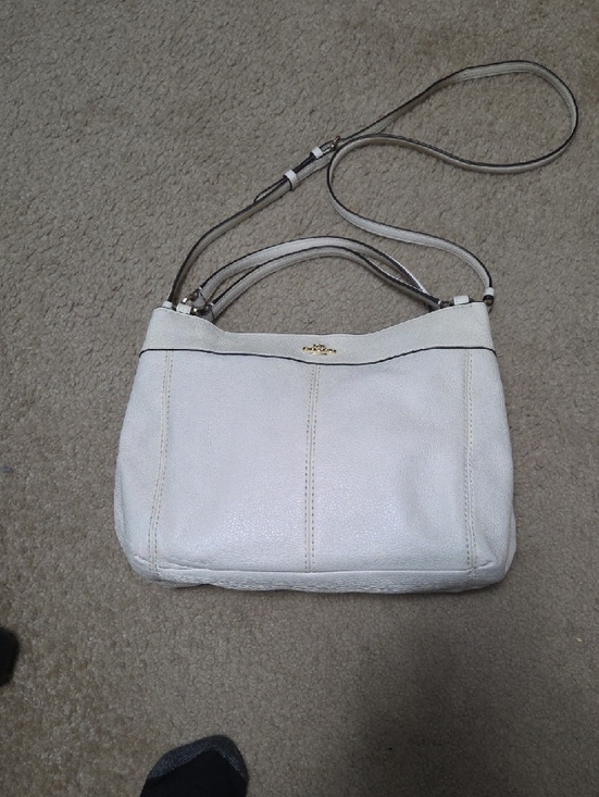 Coach Handbags - Coach Cream Leather Shoulder Bag with Gold Logo